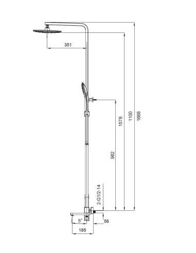 Душова система Koer KB-56009-01 з виливом