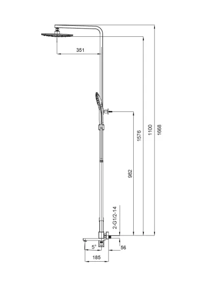Душова система Koer KB-56009-05 з виливом, чорний Душова система Koer KB-56009-05 з виливом, чорний