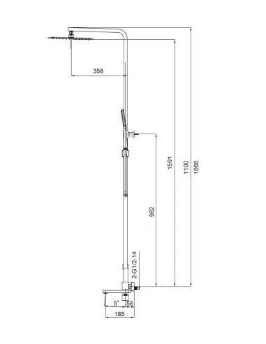 Душова система Koer KB-56010-01 з виливом