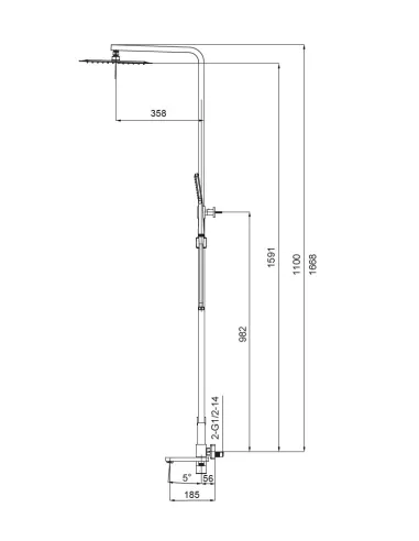 Душевая система Koer KB-56010-05 с изливом, черный
