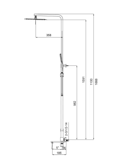 Душевая система Koer KB-56010-05 с изливом, черный