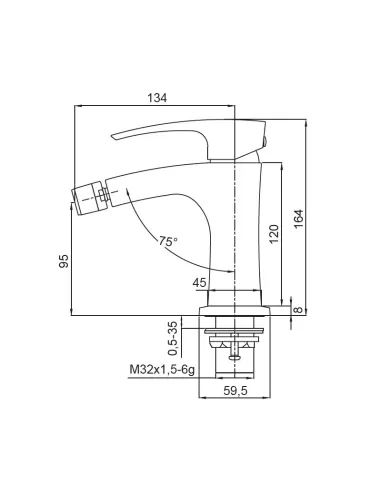 Змішувач для біде Koer KB-20007-05, чорний