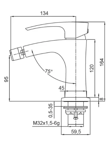 Змішувач для біде Koer KB-20007-04, білий