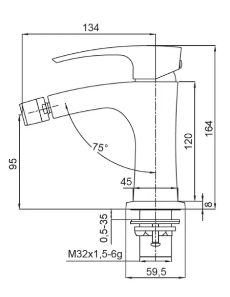 Смеситель для биде Koer KB-20007-04, белый