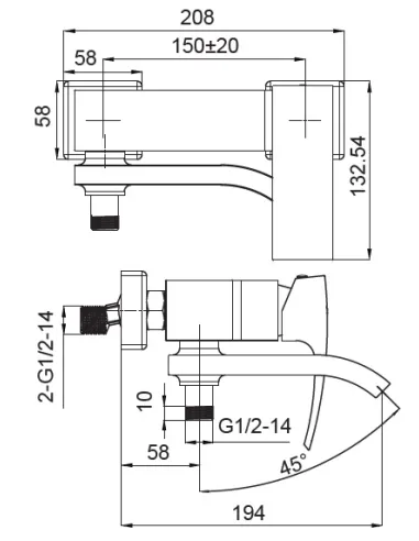 Смеситель для ванны Koer KB-41007-04 с душевым набором, белый