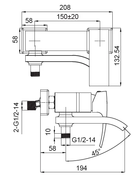 Змішувач для ванни Koer KB-41007-04 із душовим набором, білий