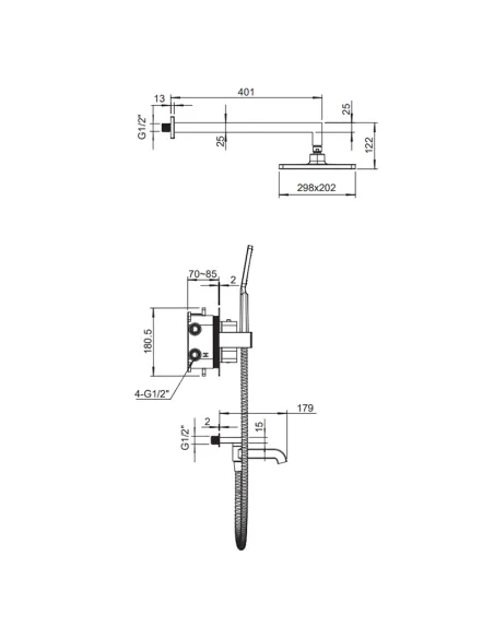 Душова система Koer KB-67011-01 з термостатом, прихованого монтажу