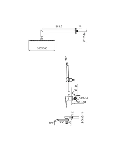 Душова система Koer KB-66007-01, прихованого монтажу