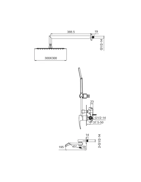 Душова система Koer KB-66007-01, прихованого монтажу Душова система Koer KB-66007-01, прихованого монтажу