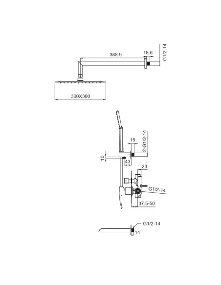 Душевая система Koer KB-68007-01, скрытого монтажа, со смесителем водопад Душевая система Koer KB-68007-01, скрытого монтажа, со смесителем водопад