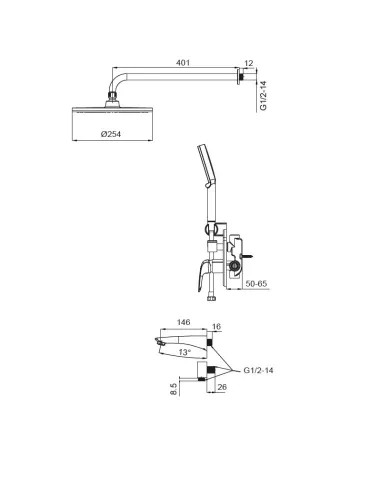 Душевая система Koer KB-64008-01, скрытого монтажа