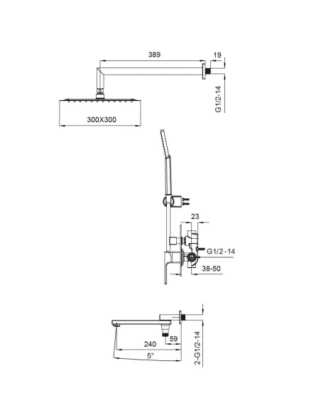 Душевая система Koer KB-66009-01, скрытого монтажа