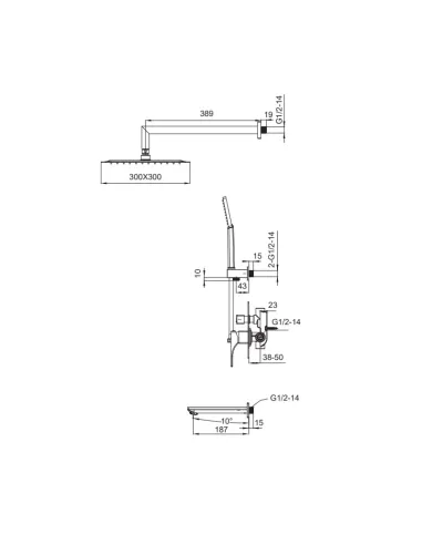 Душевая система Koer KB-64010-01, скрытого монтажа