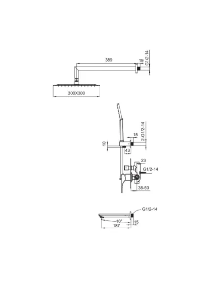 Душевая система Koer KB-64010-01, скрытого монтажа Душевая система Koer KB-64010-01, скрытого монтажа