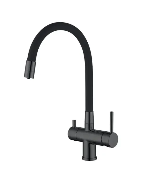 Смеситель для кухни Koer KB-72002-07 с подключением к фильтру, с гибким изливом, графит