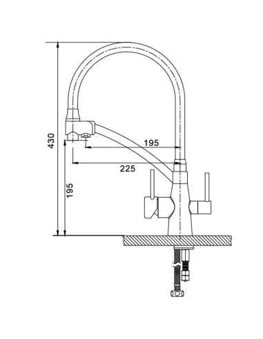 Смеситель для кухни Koer KB-72003-05 с подключением к фильтру, с гибким изливом, черный