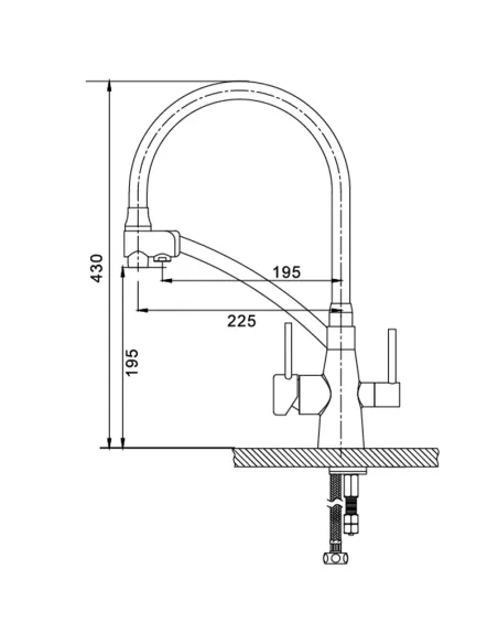 Змішувач для кухні Koer KB-72003-05 з підключенням до фільтра, з гнучким виливом, чорний