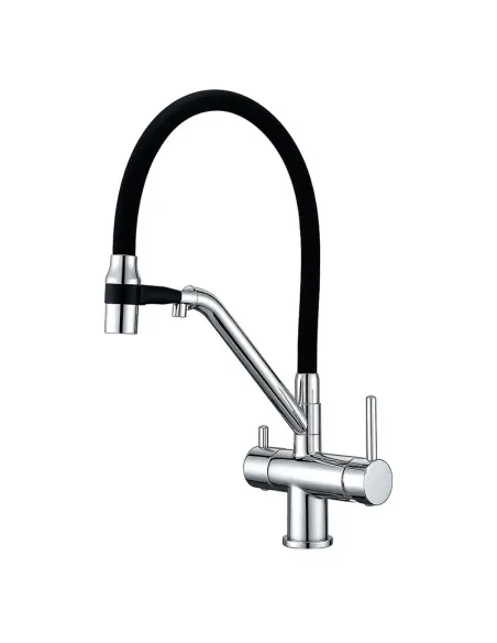 Смеситель для кухни Koer KB-72006-01 с подключением к фильтру, с гибким изливом, черный