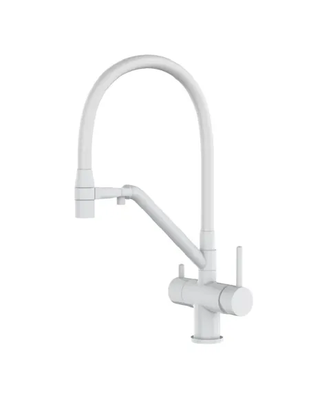 Смеситель для кухни Koer KB-72006-03 с подключением к фильтру, с гибким изливом, белый
