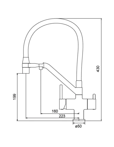 Змішувач для кухні Koer KB-72006-05 з підключенням до фільтра, з гнучким виливом, чорний