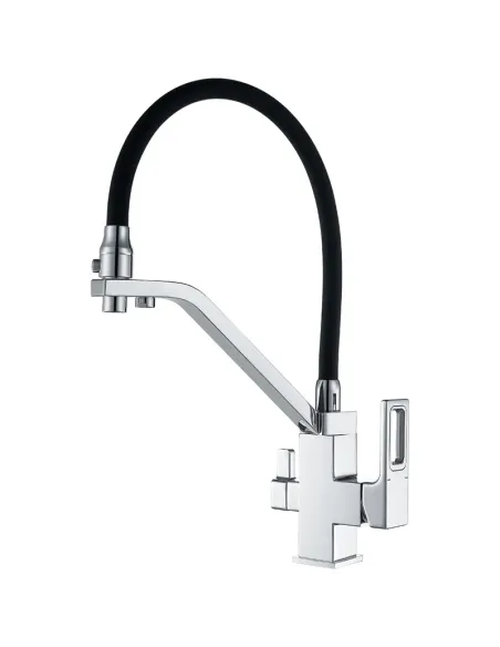 Смеситель для кухни Koer KB-72009-01 с подключением к фильтру, с гибким изливом, черный