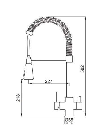 Змішувач для кухні Koer KB-72025-01 з підключенням до фільтра, з гнучким виливом та пружиною