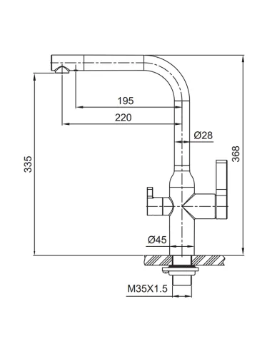 Смеситель для кухни Koer KI-72020-02 SUS304 с подключением к фильтру, нержавеющая сталь
