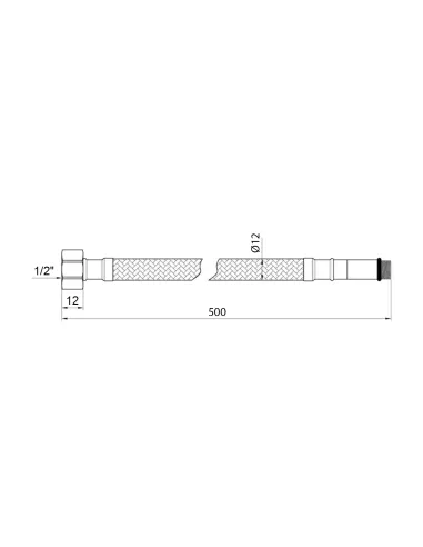 Шланг для смесителя Kroner KRP ВН 0.5 метра, KRM 1/2 дюйма х М10, наржавеющая сталь, пара