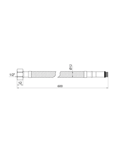 Шланг для смесителя Kroner KRP ВН 0.6 метра, KRM 1/2 дюйма х М10, наржавеющая сталь, пара