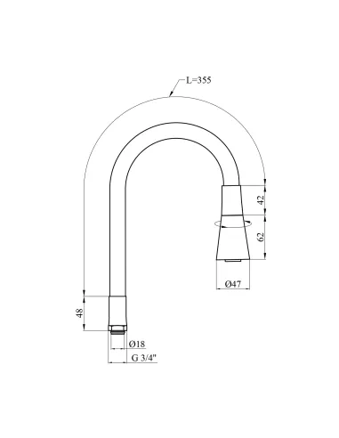 Излив гибкий для смесителя Kroner KRM - C8031RED, красный с душевой насадкой