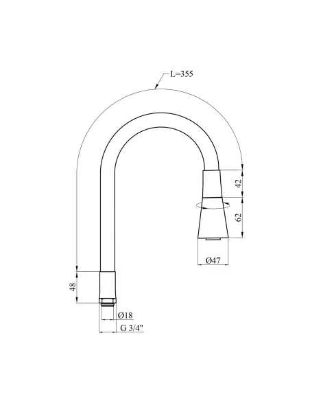 Вилив гнучкий для змішувача Kroner KRM - C8031RED, червоний з душовою насадкою
