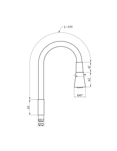 Вилив гнучкий для змішувача Kroner KRP - C803RED, червоний з душовою насадкою