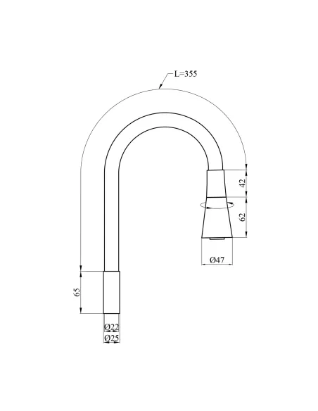 Вилив гнучкий для змішувача Kroner KRP - C803RED, червоний з душовою насадкою