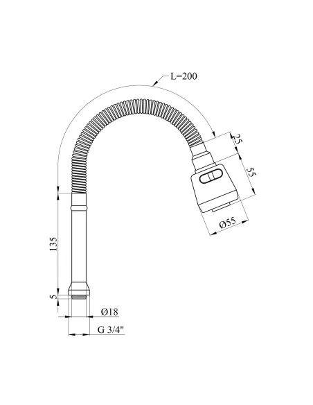 Вилив гнучкий для змішувача Kroner KRM - C801, з душовою насадкою