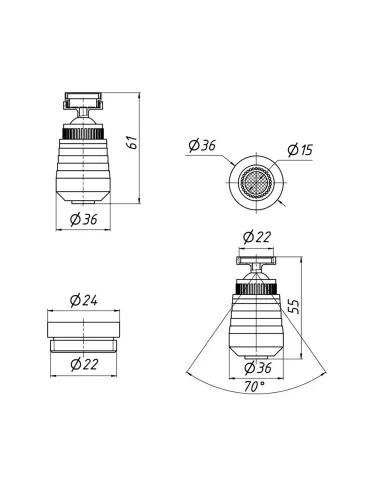 Аератор для змішувача Kroner KRM - C931, поворотний, два режими