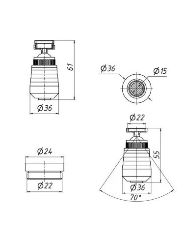 Аератор для змішувача Kroner KRM - C932, поворотний, два режими