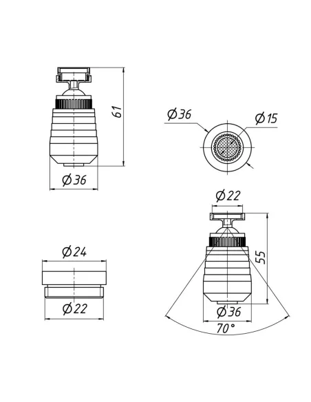 Аератор для змішувача Kroner KRM - C932, поворотний, два режими
