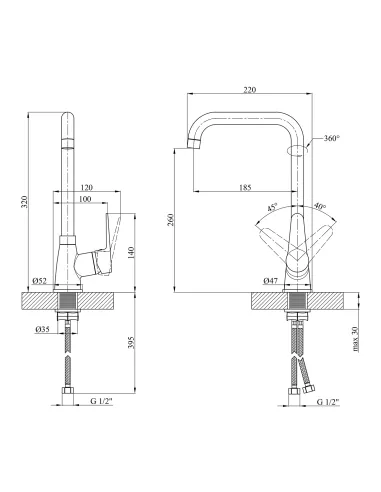 Змішувач для кухні Kroner KRM Elbe - C030