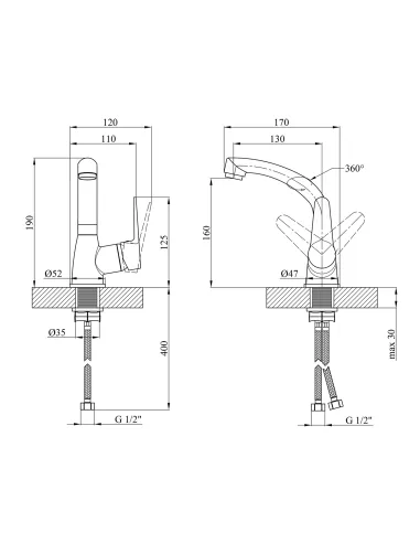 Змішувач для кухні Kroner KRM Elbe - C031