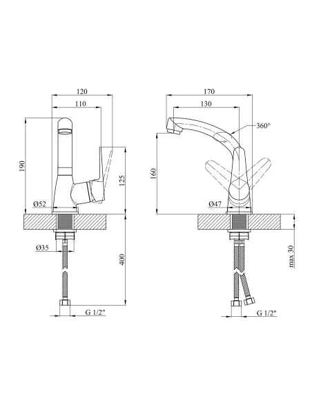 Смеситель для кухни Kroner KRM Elbe - C031