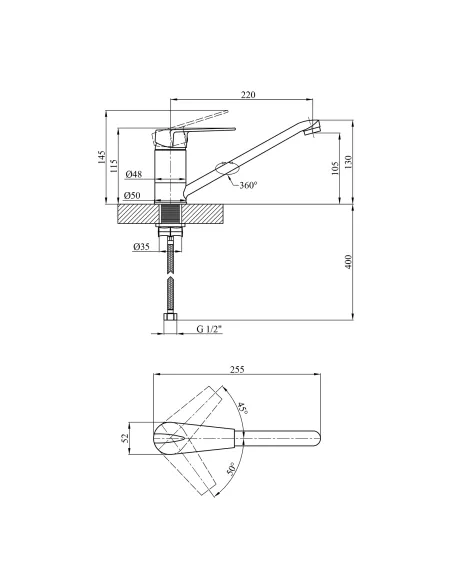 Змішувач для кухні Kroner KRM Odra - C030
