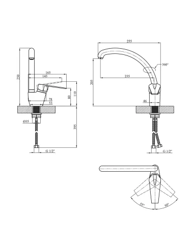 Змішувач для кухні Kroner KRM Odra - S035, бежевий