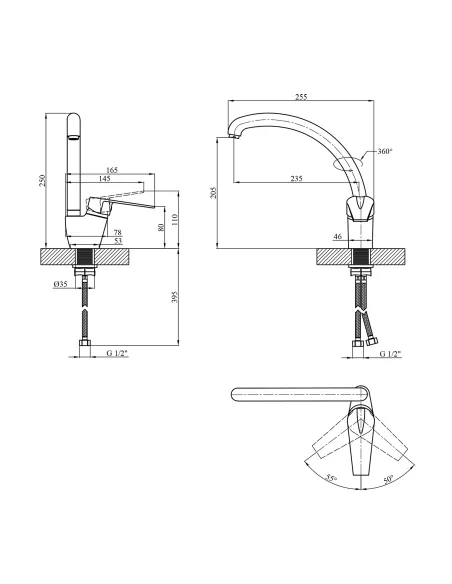 Змішувач для кухні Kroner KRM Odra - S035, бежевий