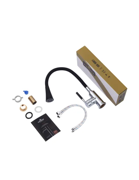 Змішувач для кухні Kroner KRM Kuche - C132BLK, з гнучким виливом