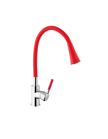 Змішувач для кухні Kroner KRM Kuche - C132RED, з гнучким виливом