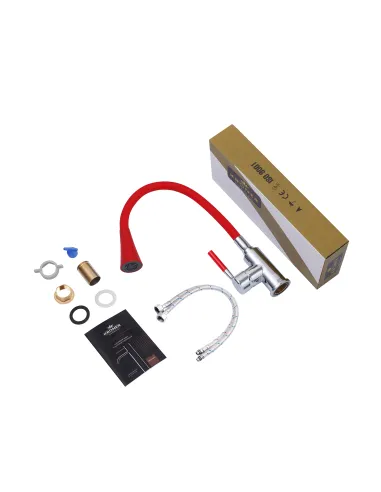 Змішувач для кухні Kroner KRM Kuche - C132RED, з гнучким виливом