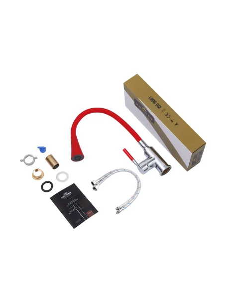 Змішувач для кухні Kroner KRM Kuche - C132RED, з гнучким виливом