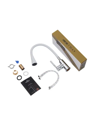 Змішувач для кухні Kroner KRM Kuche - C132WHI, з гнучким виливом