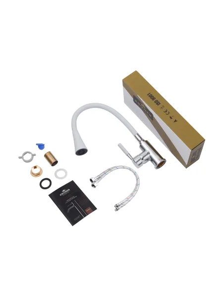 Змішувач для кухні Kroner KRM Kuche - C132WHI, з гнучким виливом