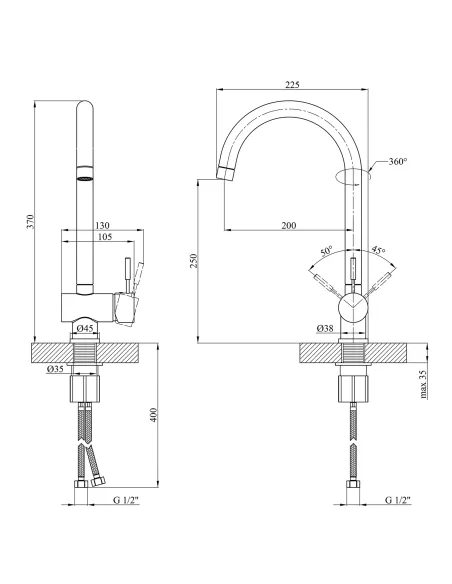 Змішувач для кухні Kroner KRM Mosel - S035, білий